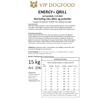 V.I.P Energy+ Qrill 15kg
