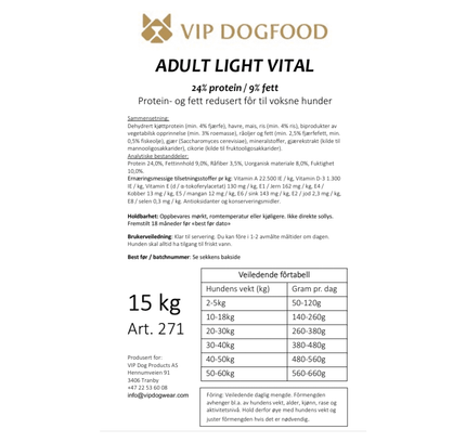 V.I.P Adult Light Vital 15kg