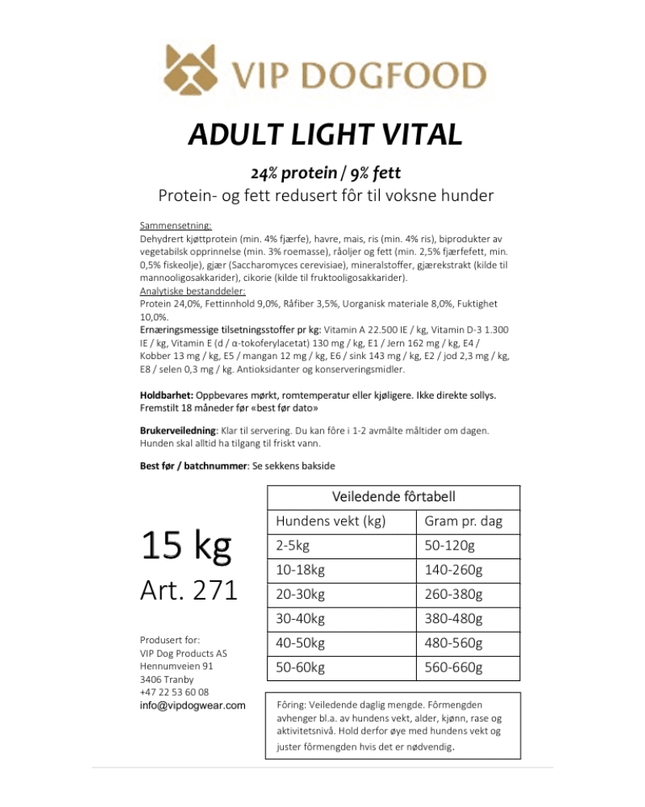 V.I.P Adult Light Vital 15kg