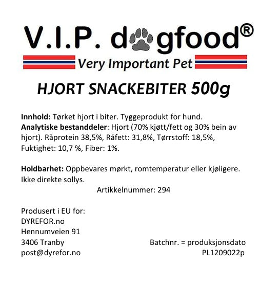 V.I.P. Hjort snackebiter 500 g