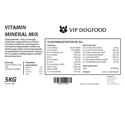 V.I.P Vitamin- og mineralmix 5kg